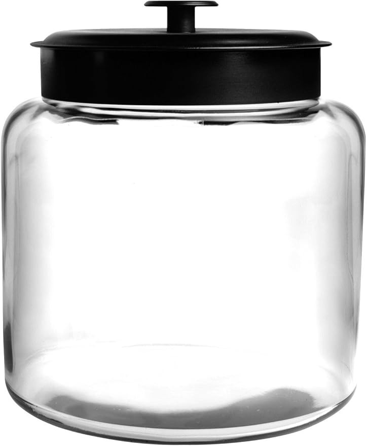 Anchor Hocking 1.5 Gallon Montana Glass Jar with Fresh Seal Lid, Black Metal, Set of 1 | Amazon (US)