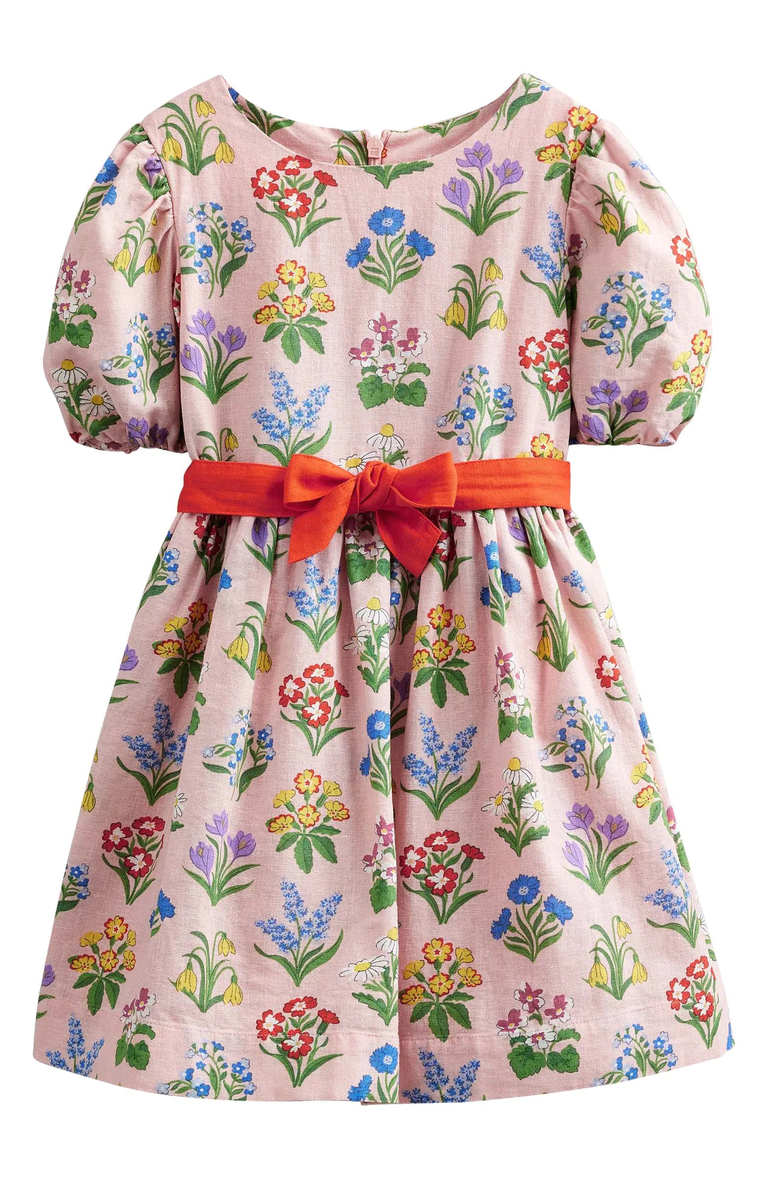 Kids' Print Linen & Cotton Fit & Flare Dress | Nordstrom