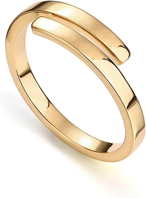PAVOI 14K Gold Plated Twist Stacking Ring l Rings for Women | Amazon (US)