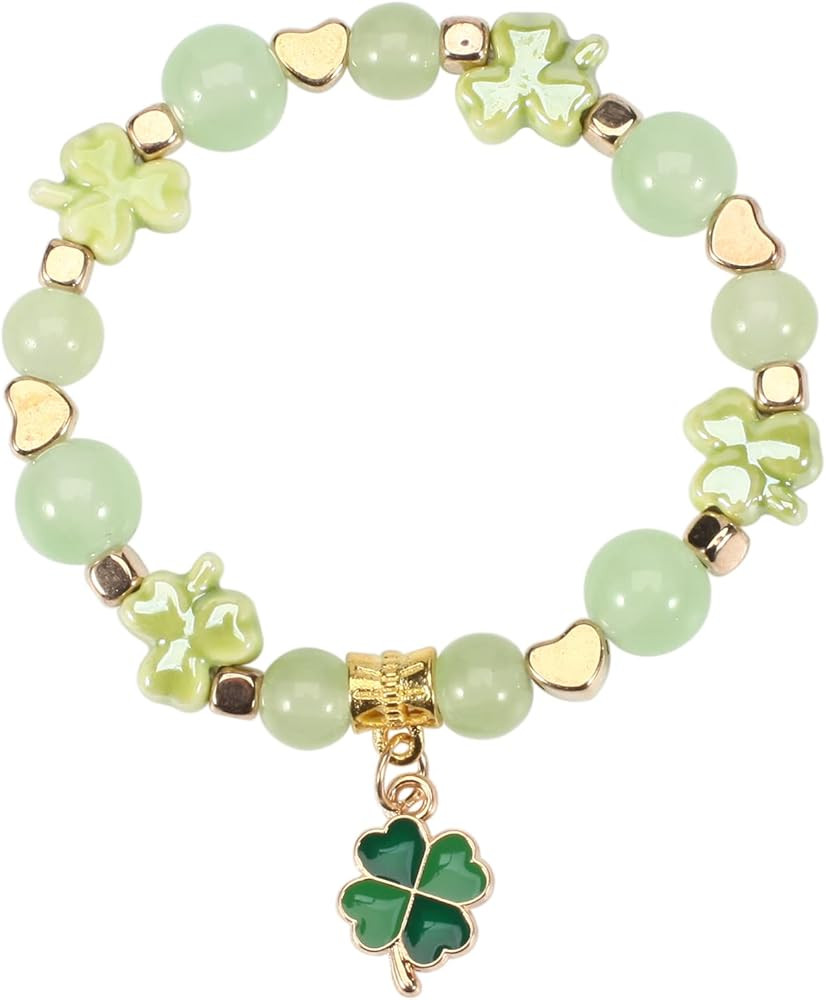 Lonext St.Patrick’s Day Bracelets for Women Charm Bracelet Beaded Stretch Bracelet Festive Cost... | Amazon (US)
