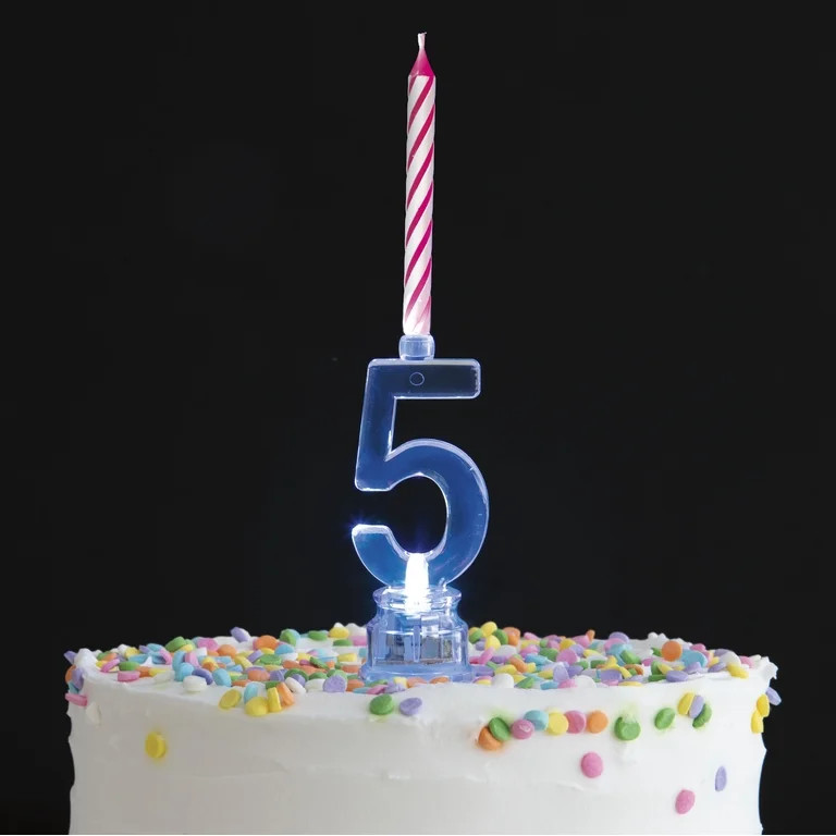 Multicolor Number 5 Flashing Birthday Candle Holder and Candles Set, 5 Pieces, by Way To Celebrat... | Walmart (US)
