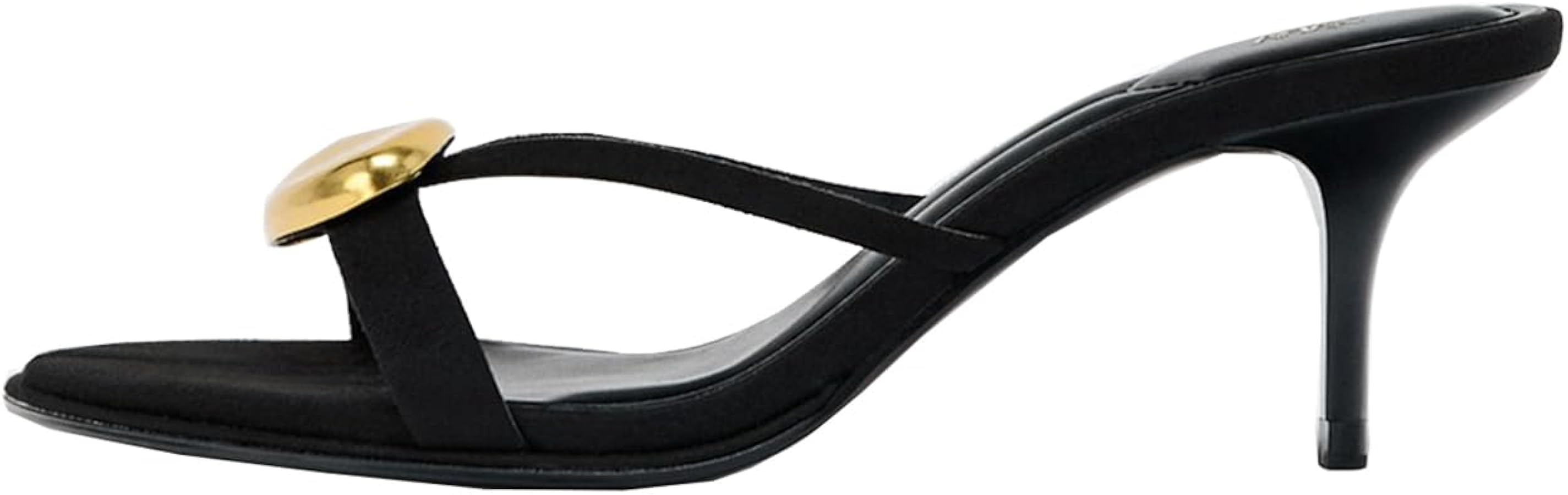 Womens Kitten Heels Mules Sandals Round Open Toe Slip On | Amazon (US)