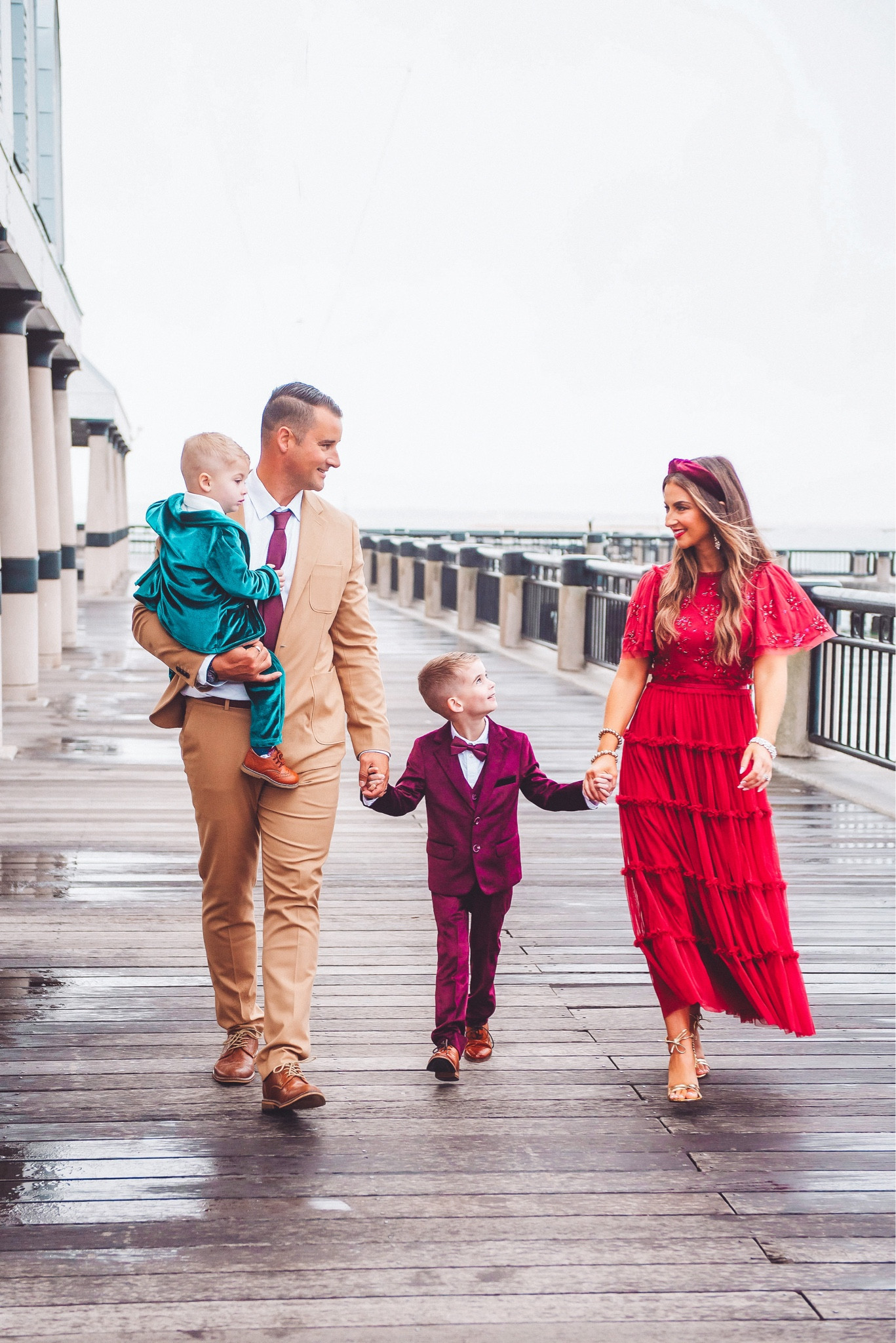 Womens red holiday Christmas dress 
Toddler boy red and green velvet suit 
Men’s camel suit 

#LTKfamily #LTKSeasonal #LTKHoliday