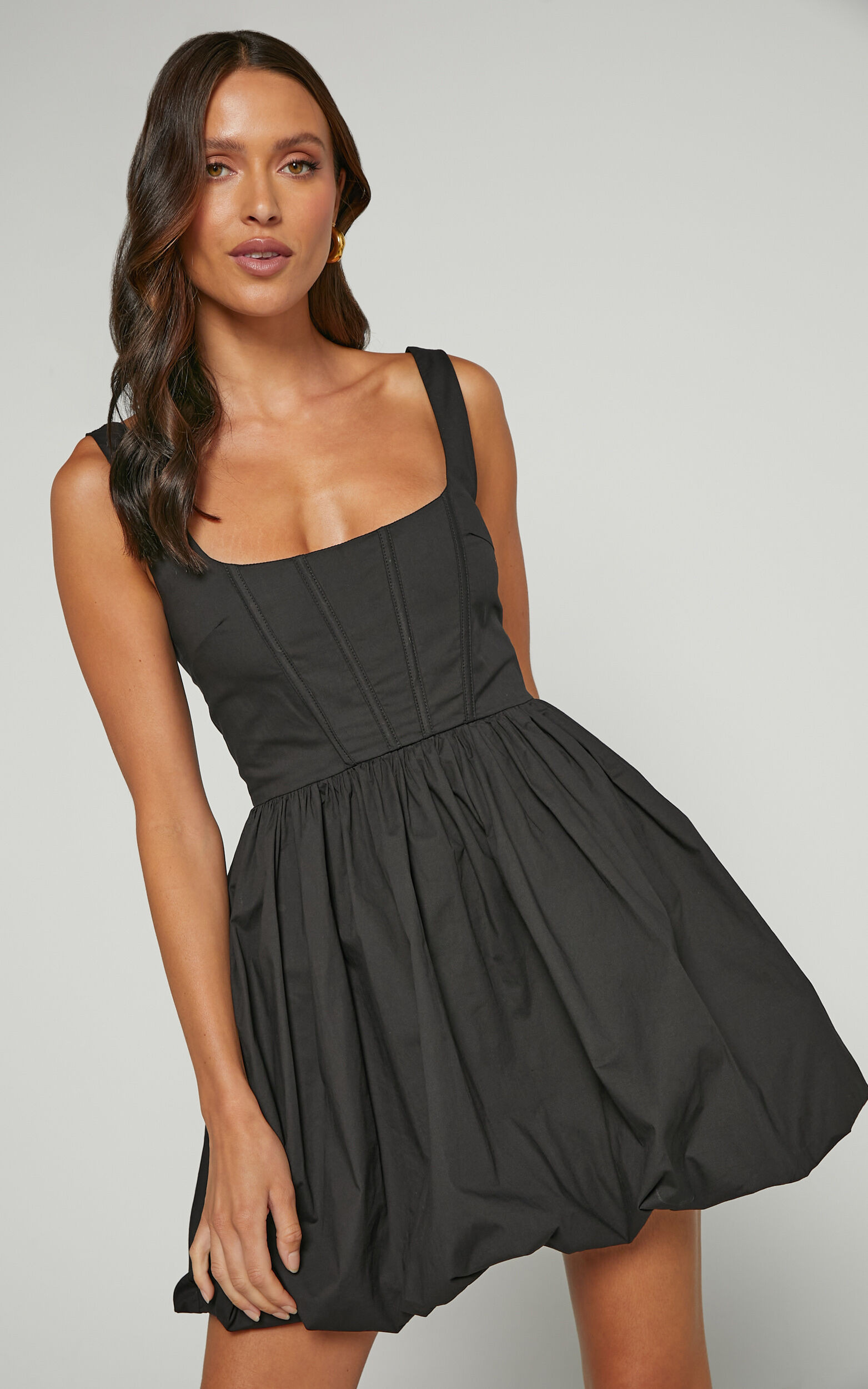 Brianda Mini Dress - Corset Bodice Bubble Dress in Black | Showpo (US, UK & Europe)