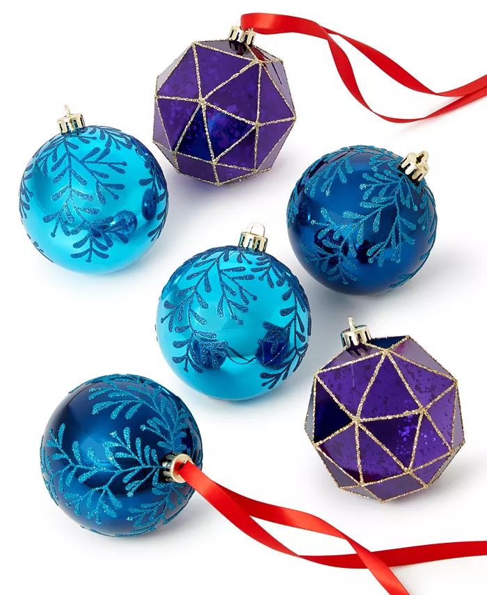 Holiday Lane Patina Plastic Ball Ornaments, Set of 6, Created for Macy's - Macy's | Macy's