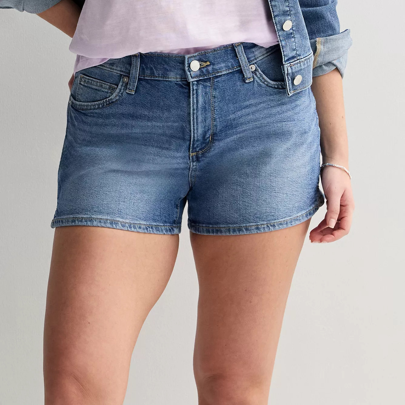 Women's Sonoma Goods For Life® Curvy Mid Rise Denim Shorts | Kohl's
