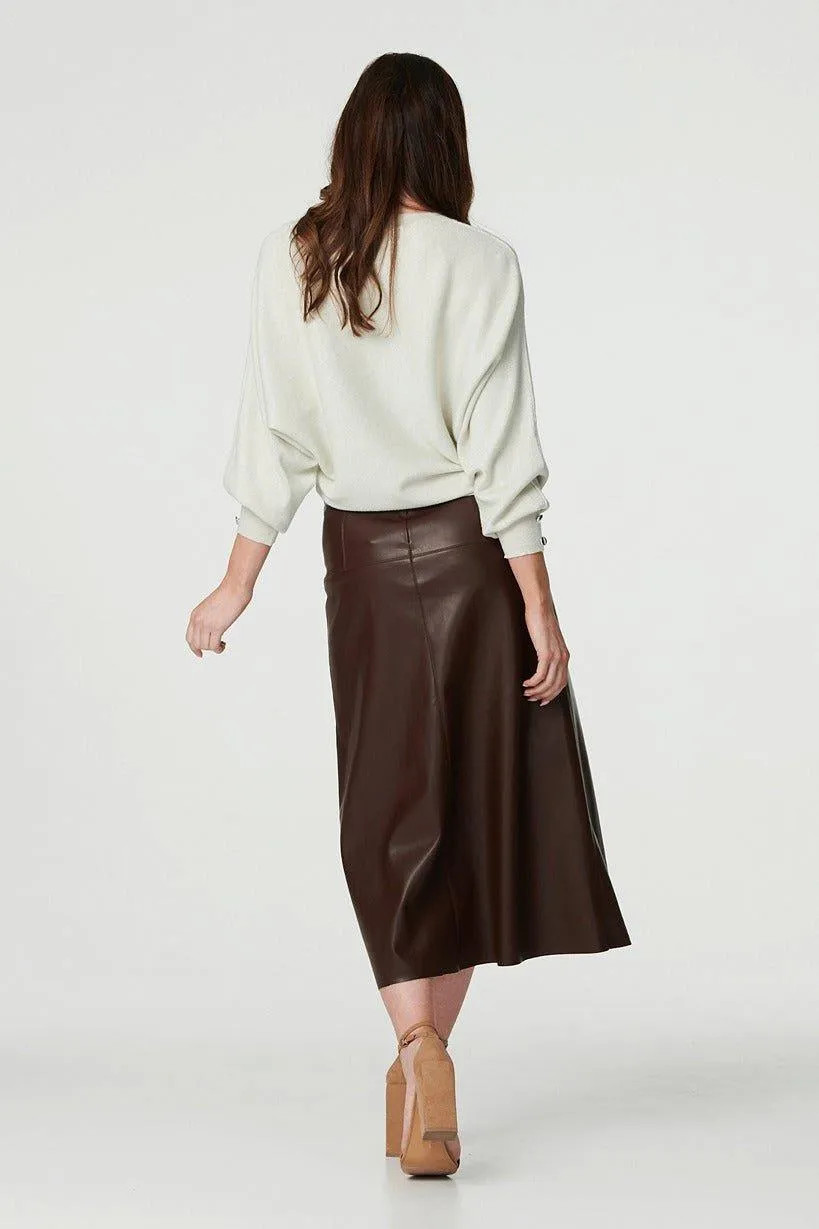 Skirts | Faux Leather High Waist Midi Skirt | Izabel London | Debenhams UK