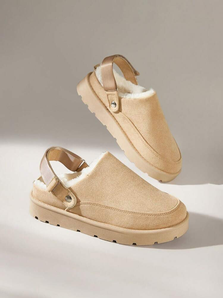 Solecia Women's Fashionable & Comfortable Thick-Soled Birkenstocks, High-Quality Closed Toe/Open Heel Slip-On Snow Boots For Christmas | SHEIN