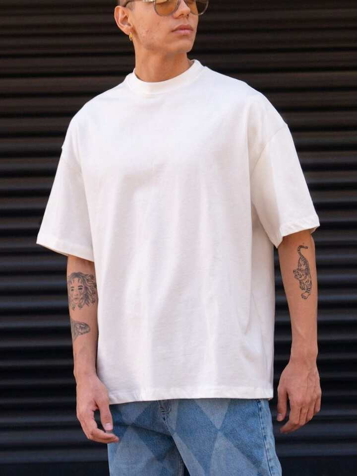 Men Solid Drop Shoulder Tee | SHEIN