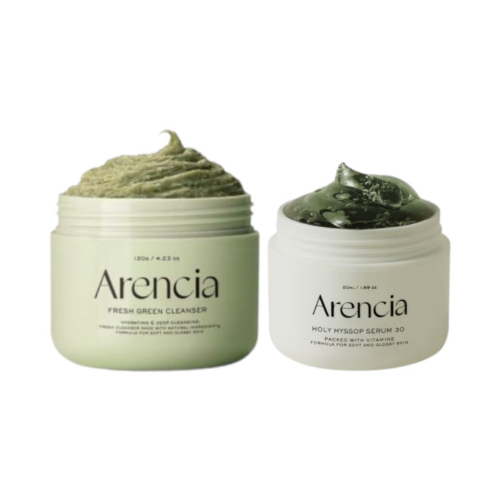 Arencia - Fresh Green Rice Mochi Cleanser - 120g & Holy Hyssop Serum 30 - 50ml Set | Stylevana