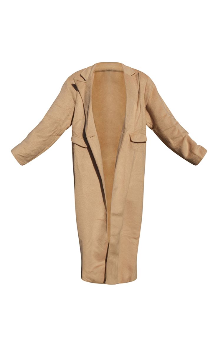 Camel Brushed Wool Look Oversized Drop Shoulder Coat | PrettyLittleThing US