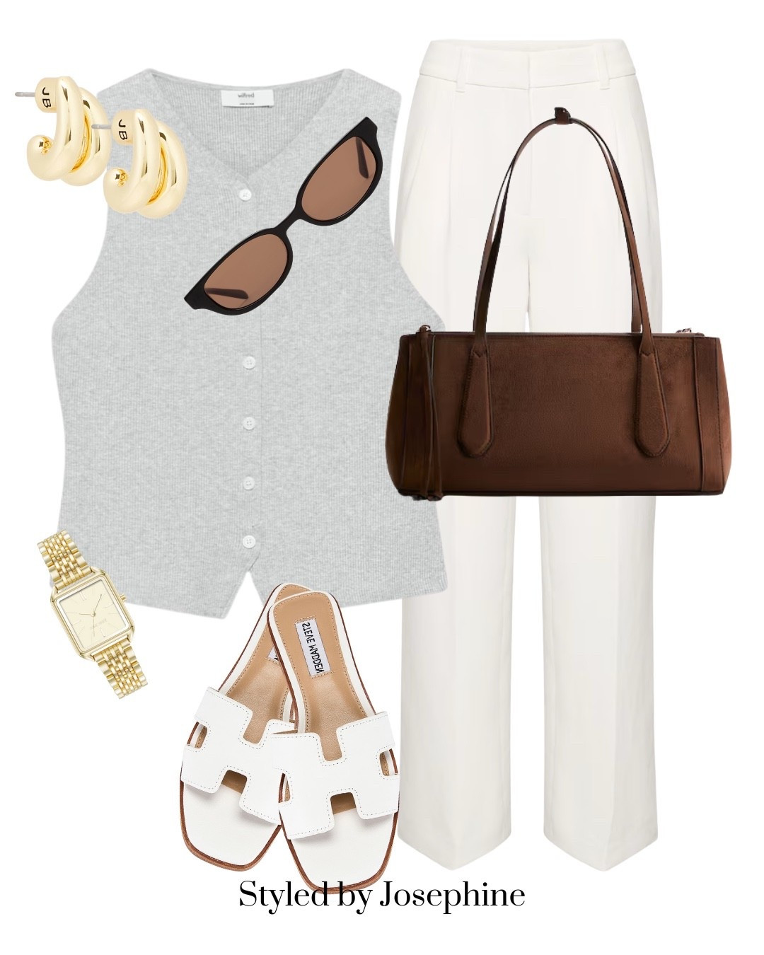 Effortless neutrals with a touch of luxe 🤍 This grey knit vest paired with tailored white pants is my go-to for polished, minimal summer style. Adding gold details and a structured brown bag keeps it elevated yet relaxed for any occasion.

Tags: LTKstyle LTKunder100 LTKsummer minimalstyle neutraloutfit whitesummerpants elevatedbasics effortlessstyle summerchic LTKoutfitinspo worktoweekend

#LTKWorkwear #LTKStyleTip #LTKOver40