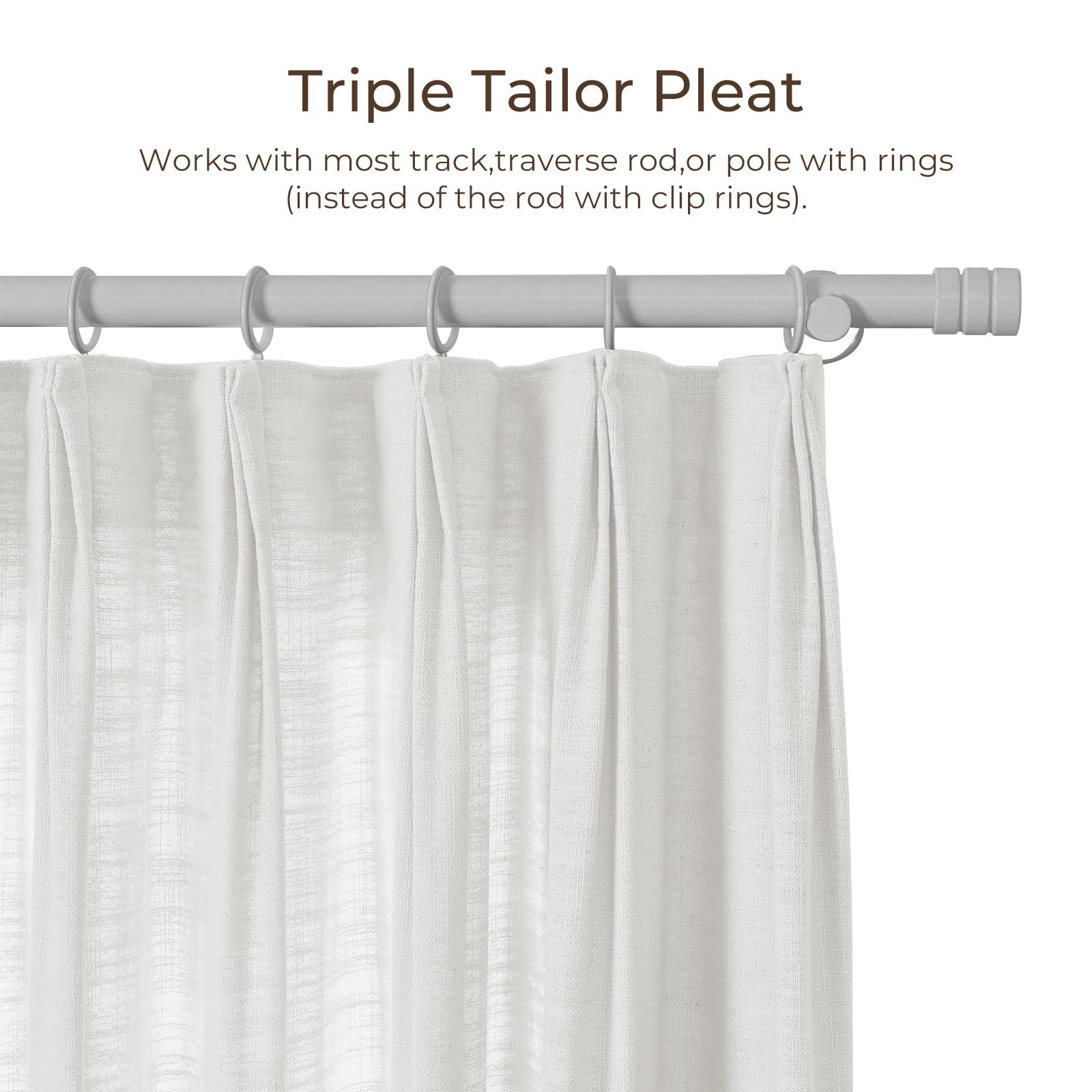 TWOPAGES 50 W x 84 L Triple Tailor Pleated Curtain, Privacy Protection Polyester Linen Unlined Wi... | Amazon (US)