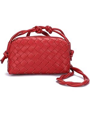 Woven Crossbody Bags for Women - Vegan Leather, Lightweight, Zippered, Handmade, Stylish Purse | Amazon (US)