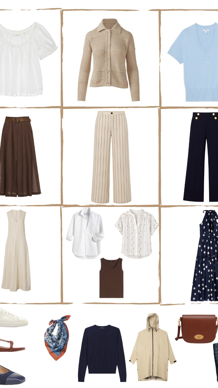 Three months across Europe. July through September. Five locations — Lake Garda, Venice, Bavaria, Provence, Lake Como. One Packing Sudoku grid that covers all of it.
The chocolate brown linen skirt is the hero here - dressed up for Venice evenings, casual for Provence markets, layered for Bavaria. One skirt, the whole trip. 

Addits: 
Bembien Camilla Bag Large
Max Mara brown singlet
