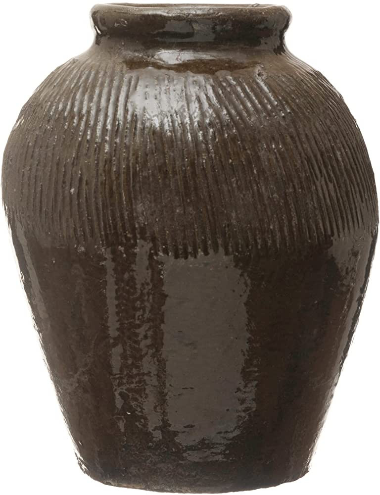 Creative Co-Op Found Decorative Textured Clay Jar, Brown Reactive Glaze, 9'' | Amazon (US)