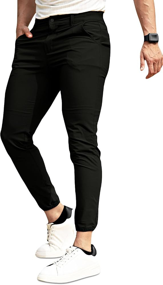 GINGTTO Men's 4-Way Stretch Skinny Golf Joggers - 28" Inseam Nylon | Amazon (US)