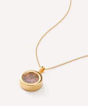 22ct Gold-Plated Deco Sun October Birthstone Pendant Necklace | Liberty London (UK)