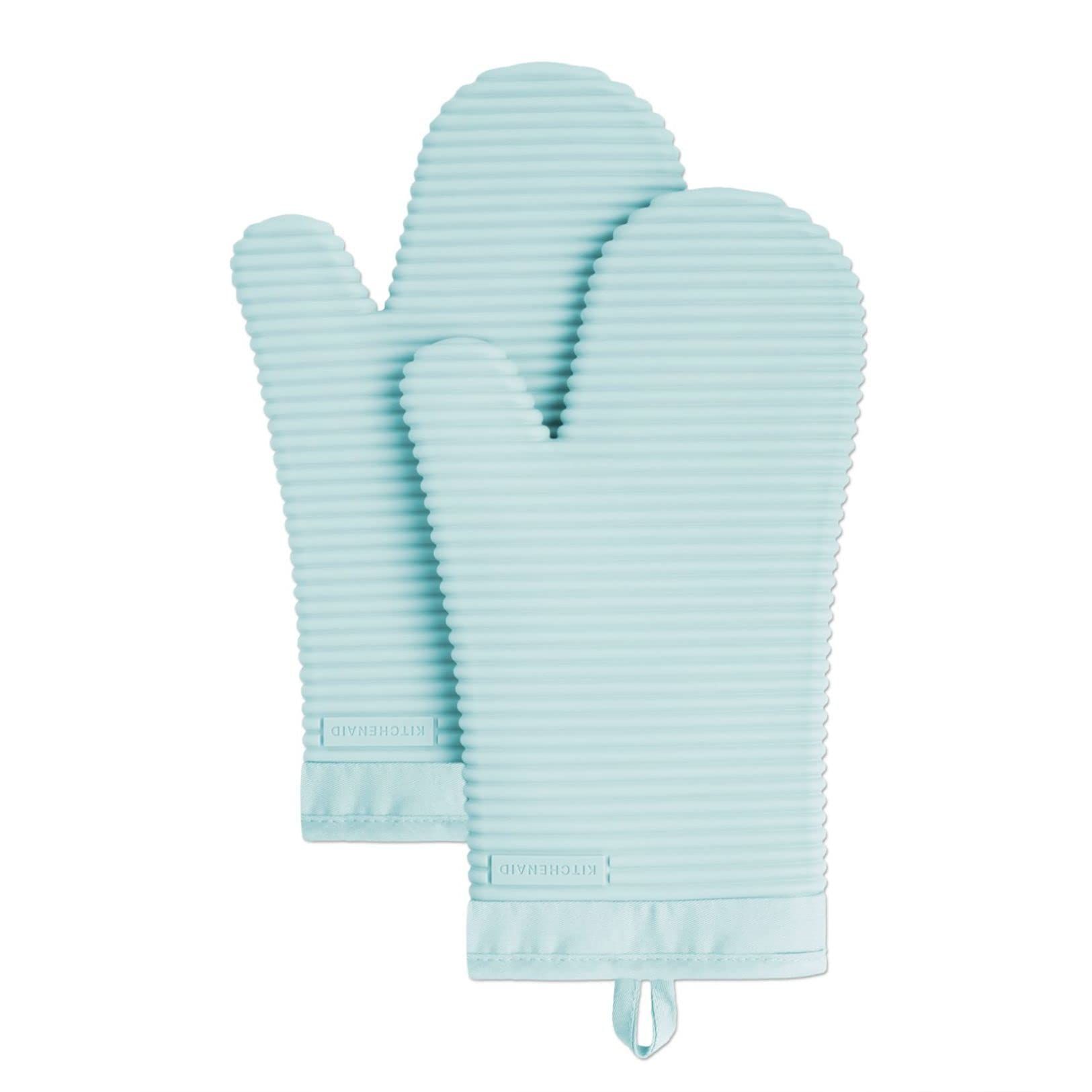 KitchenAid Ribbed Soft Silicone Oven Mitt Set, Mineral Water 2 Count | Amazon (US)