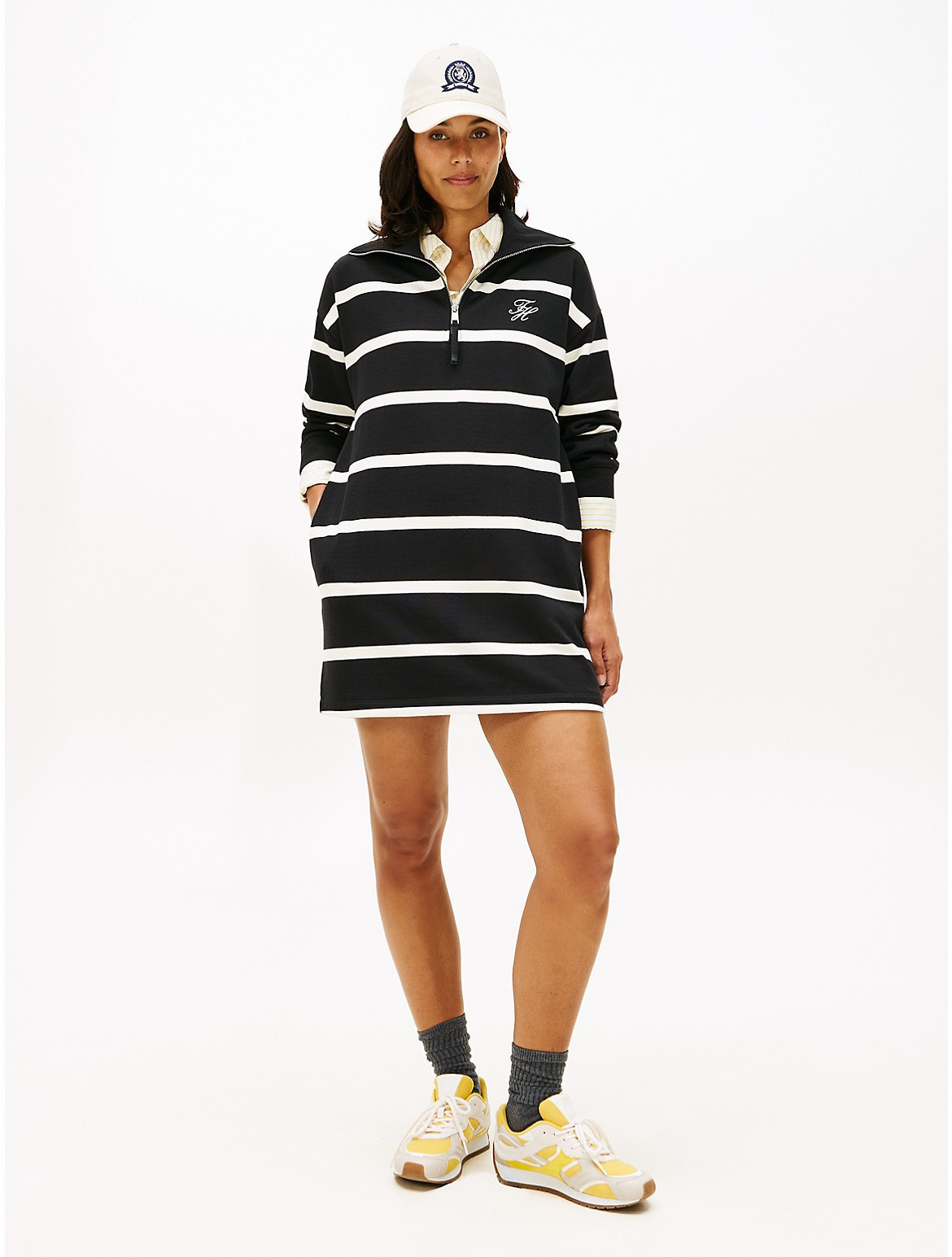 Tommy Hilfiger Women's Monogram Quarter-Zip Sweatshirt Dress - Black - M | Tommy Hilfiger (US)