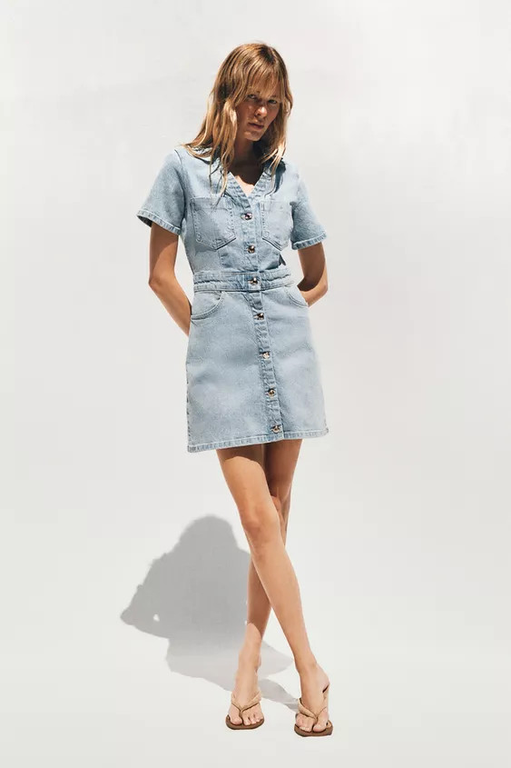 Z1975 MINI DENIM SHORT SLEEVE DRESS | Zara US