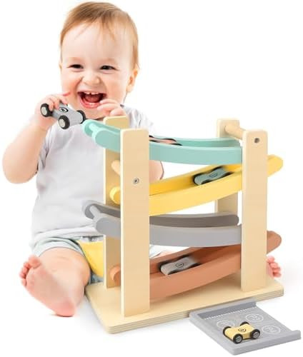 Car Ramp Toys for One Year Old Boy Birthday Gifts, Wooden Montessori Toys for 1 2 Year Old, Race ... | Amazon (US)