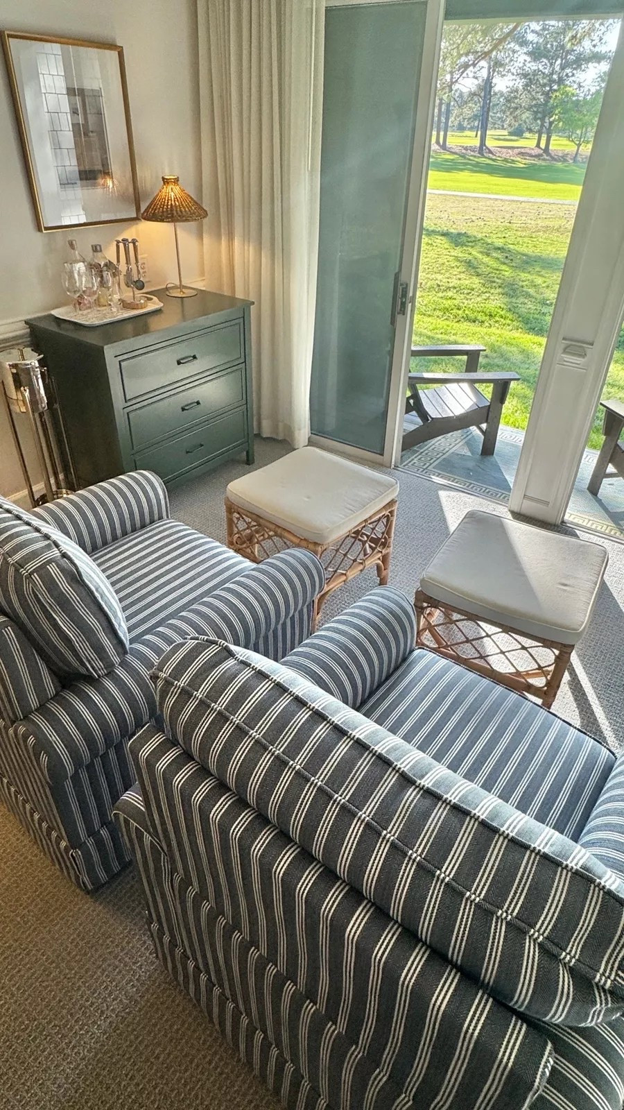 Living room, swivel chairs, ottomans, Adirondack chairs, coastal living room, grandmillennial design, AirBnB decor

#LTKHome #LTKFamily #LTKStyleTip