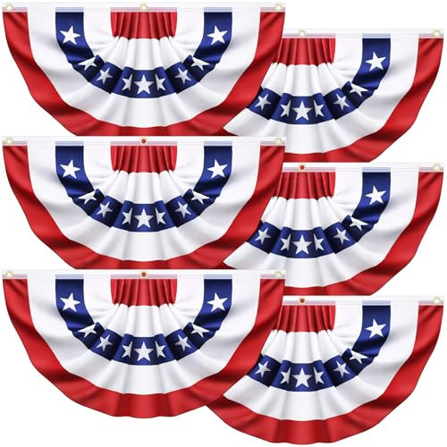 3x6 Ft 6 Pack American Pleated Fan Flag, USA Patriotic Flag Bunting Half Fan Banner for Outside Red White and Blue Decor Memorial Day Independence Day 4th of july Decorations | Amazon (US)