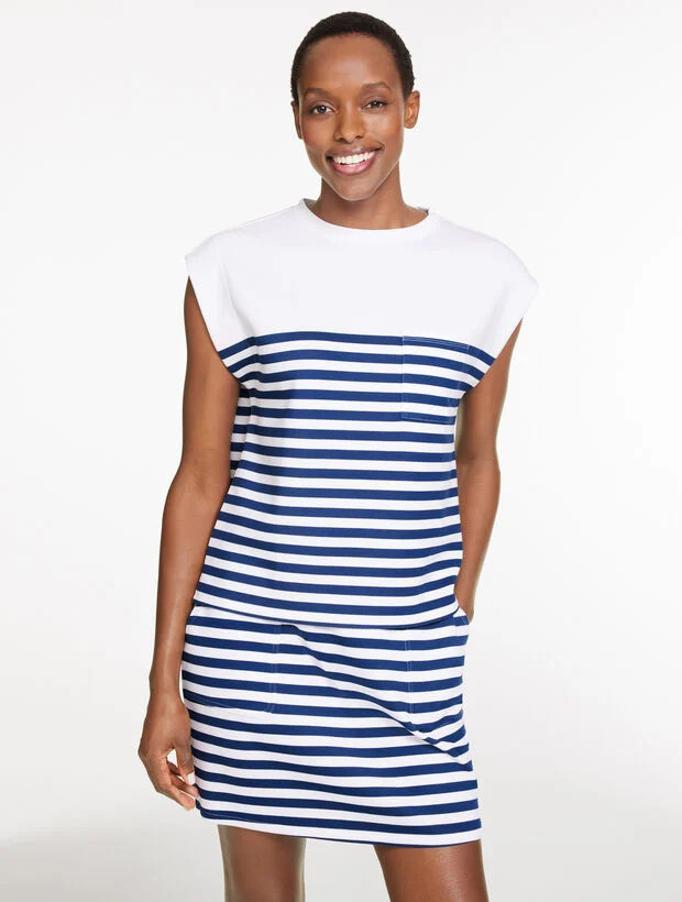 AirKnit Stretch Crewneck Pocket Tee - Stripe | Talbots