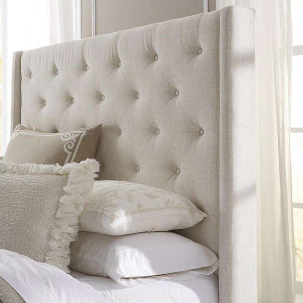 Wingback Button Tufted Cream Queen Size Upholstered Headboard | Bed Bath & Beyond