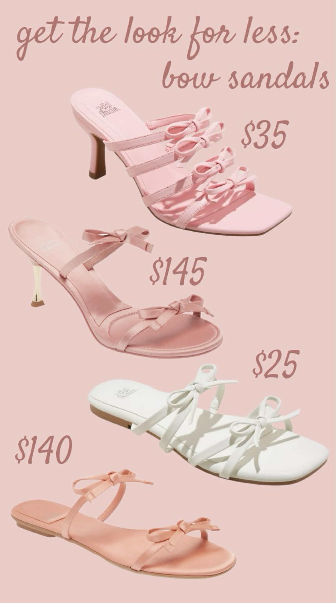 Get the Look for Less! These bow sandals are trending right now, and I love these options! The Jeffrey Campbell shoes are satin and come in multiple colors, and the Target version comes in several colors as well. Perfect for summer weddings or trips!
…………………
nordstrom sale target sale target circle week target sandals target heels bow heels bow sandals Jeffrey Campbell heels Jeffrey Campbell bow sandals free people heels revolve heels free people dupe revolve dupe heels under $50 summer wedding guest outfit summer wedding guest look wedding guest dress shoes wedding heels summer sandals summer trends summer outfit sandals under $25 sandals under $50 heels under $100 heels under $150 Jeffrey Campbell dupe bow bow sandal dupe bow bow sandals dupes pretty in bows heels pretty in bows dupes satin heels bow bow slides dupe 

#LTKShoeCrush #LTKxNSale #LTKSummerSales