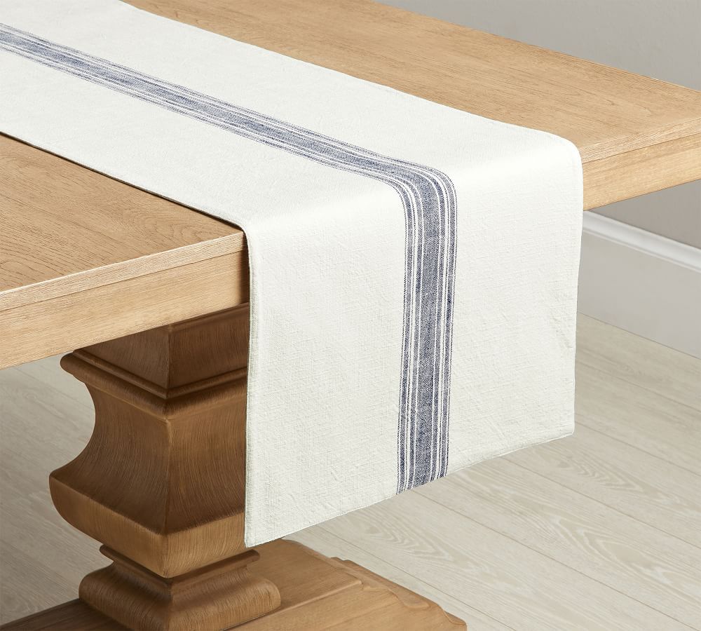 French Striped Organic Cotton Grain Sack Table Runner | Pottery Barn (US)
