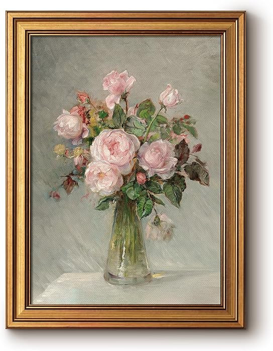 Bzstyleart Vintage Wall Art Decor Bedroom, Framed Canvas Wall Art, Flower Painting Canvas Picture... | Amazon (US)