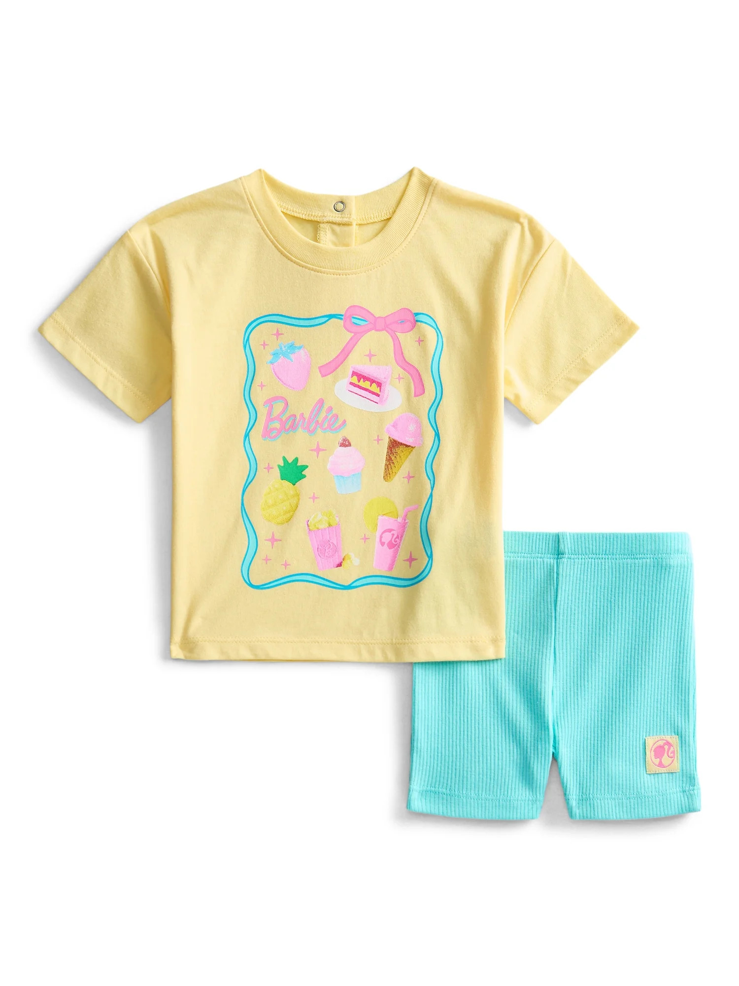 Barbie Baby Girls Graphic Tee and Bike Shorts Set, 2-Piece, Sizes 0/3M-6/9M | Walmart (US)