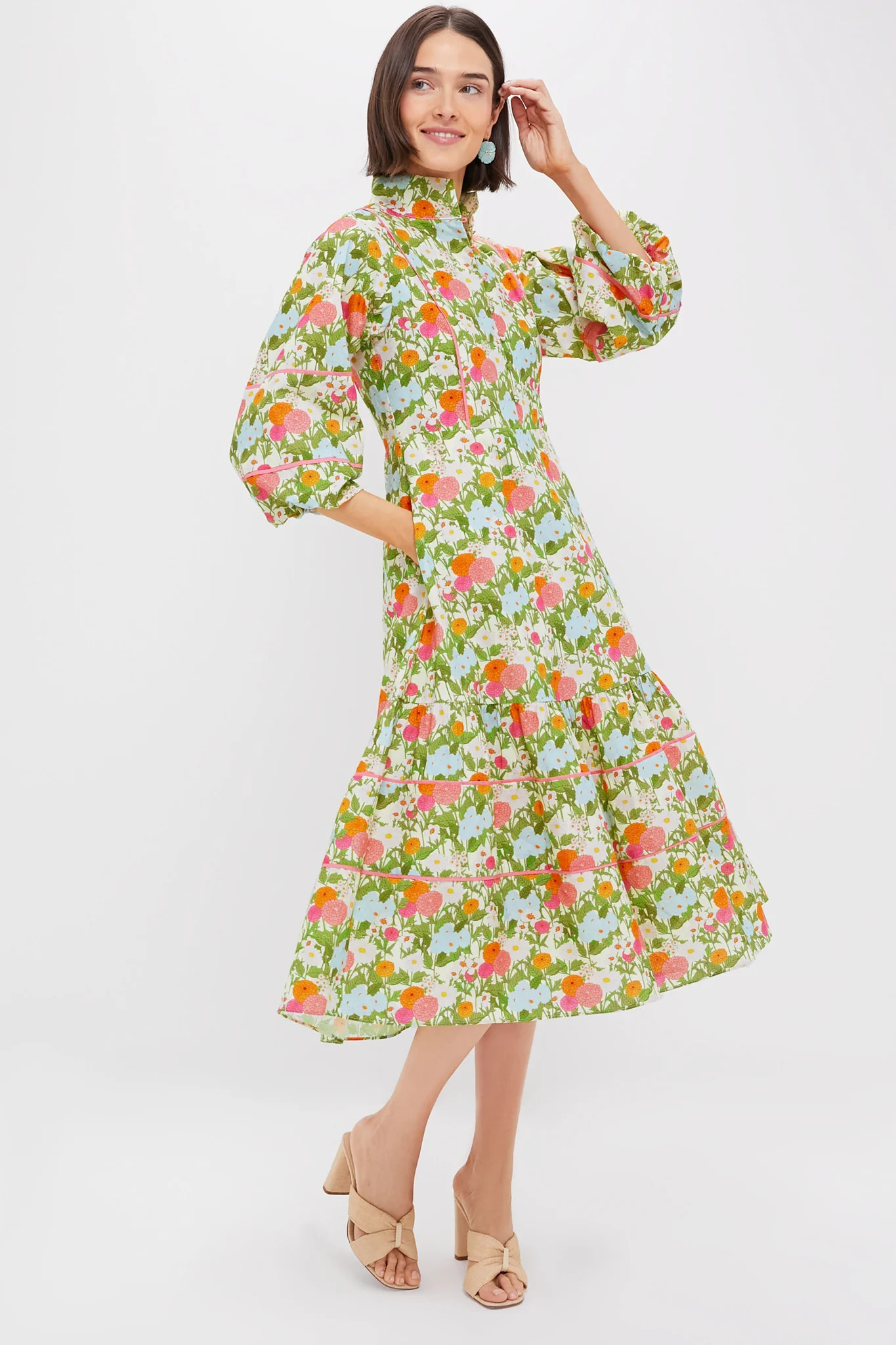 Multi Green Begonia Floral Hillsborough Midi Dress | Tuckernuck (US)