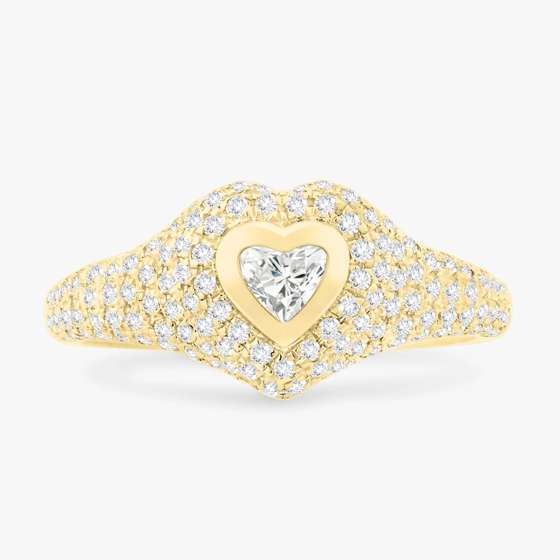 Mini Heart Pave Diamond Signet Ring 0.50 ctw | RW Fine Jewelry