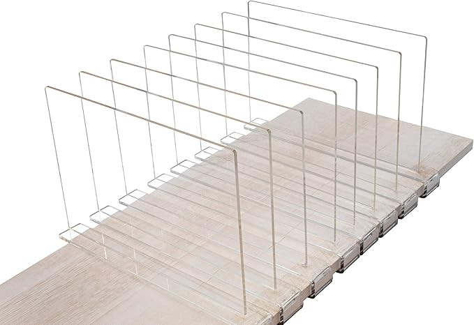 A & R 8 Pack Acrylic Shelf Dividers for Closet - Clear Shelf Organizer for Clothes - Adjustable S... | Amazon (US)