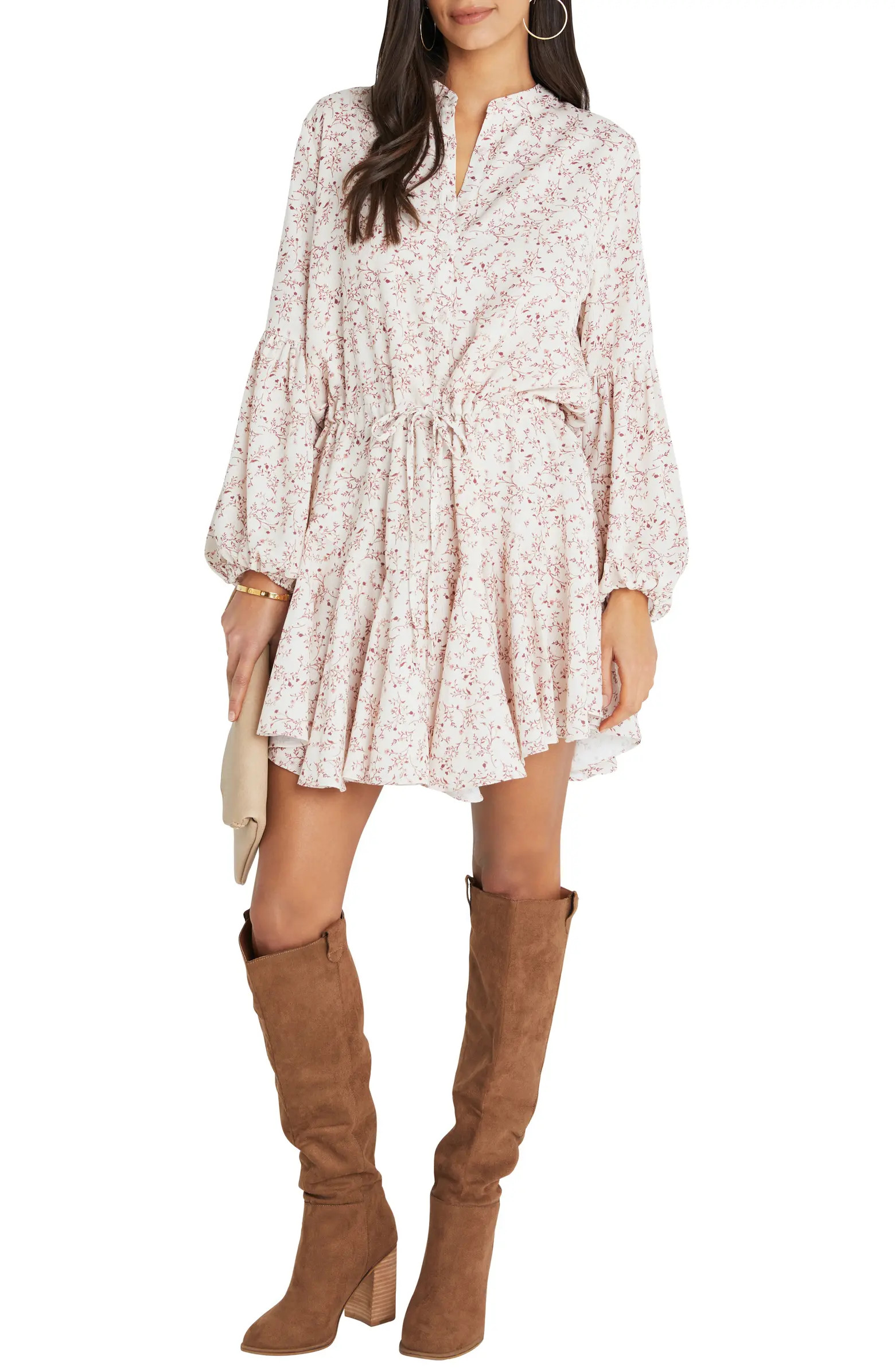 VICI Collection Tie Waist Long Sleeve Dress | Nordstrom | Nordstrom