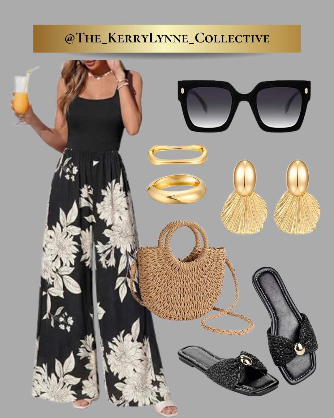 🖤 Coastal Noir 🖤

Effortlessly chic with a touch of coastal elegance. This black-and-ivory floral jumpsuit is the definition of elevated ease—perfect for vacation dinners, summer brunches, winery weekends, or evenings by the water.

Paired with woven accessories, statement gold jewelry, and classic oversized sunnies, this look proves that black can absolutely be a summer staple. The flowy silhouette is comfortable, flattering, and instantly polished with minimal effort.

A look that feels timeless, sophisticated, and ready for wherever summer takes you. ✨

#LTKStyleTip #LTKFashion