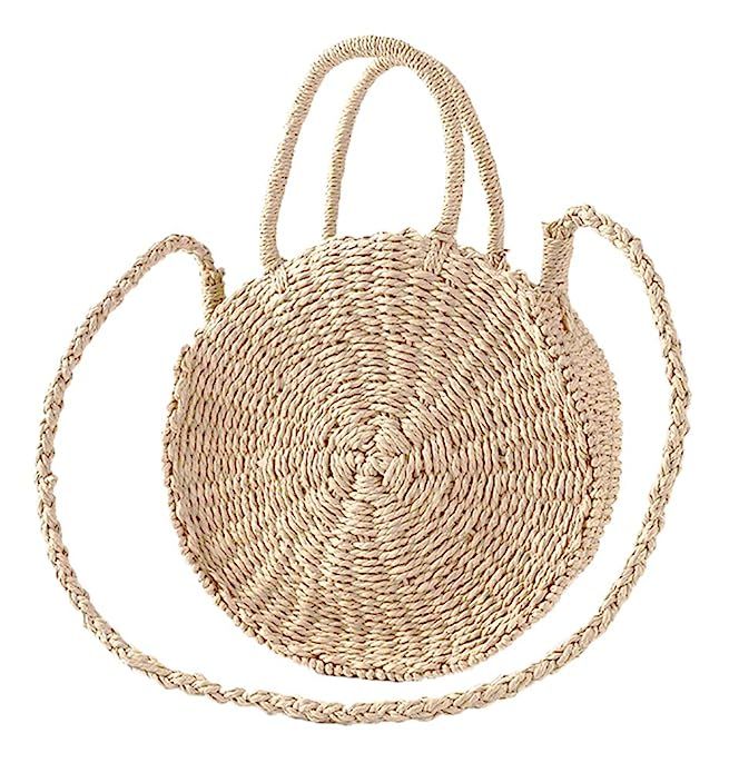 Obosoyo Straw Crossbody Bag Women Weave Shoulder Bag Round Summer Beach Sea Tote Handbags | Amazon (US)