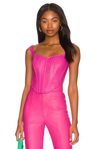 Faux Leather Corset Bustier en Hot Pink | Revolve Clothing (Global)