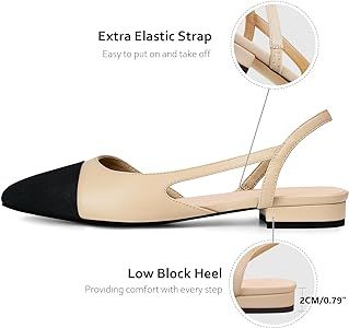 MICIFA Slingback Flats for Women, Round Toe Low Heel Sandals Fashion Splicing Dress Shoes for Wom... | Amazon (US)