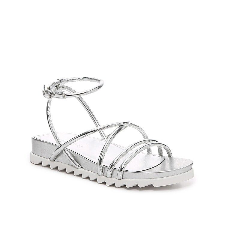 Marc Fisher Joylyn Sandal - Women's - Silver Metallic - Ankle Strap | DSW