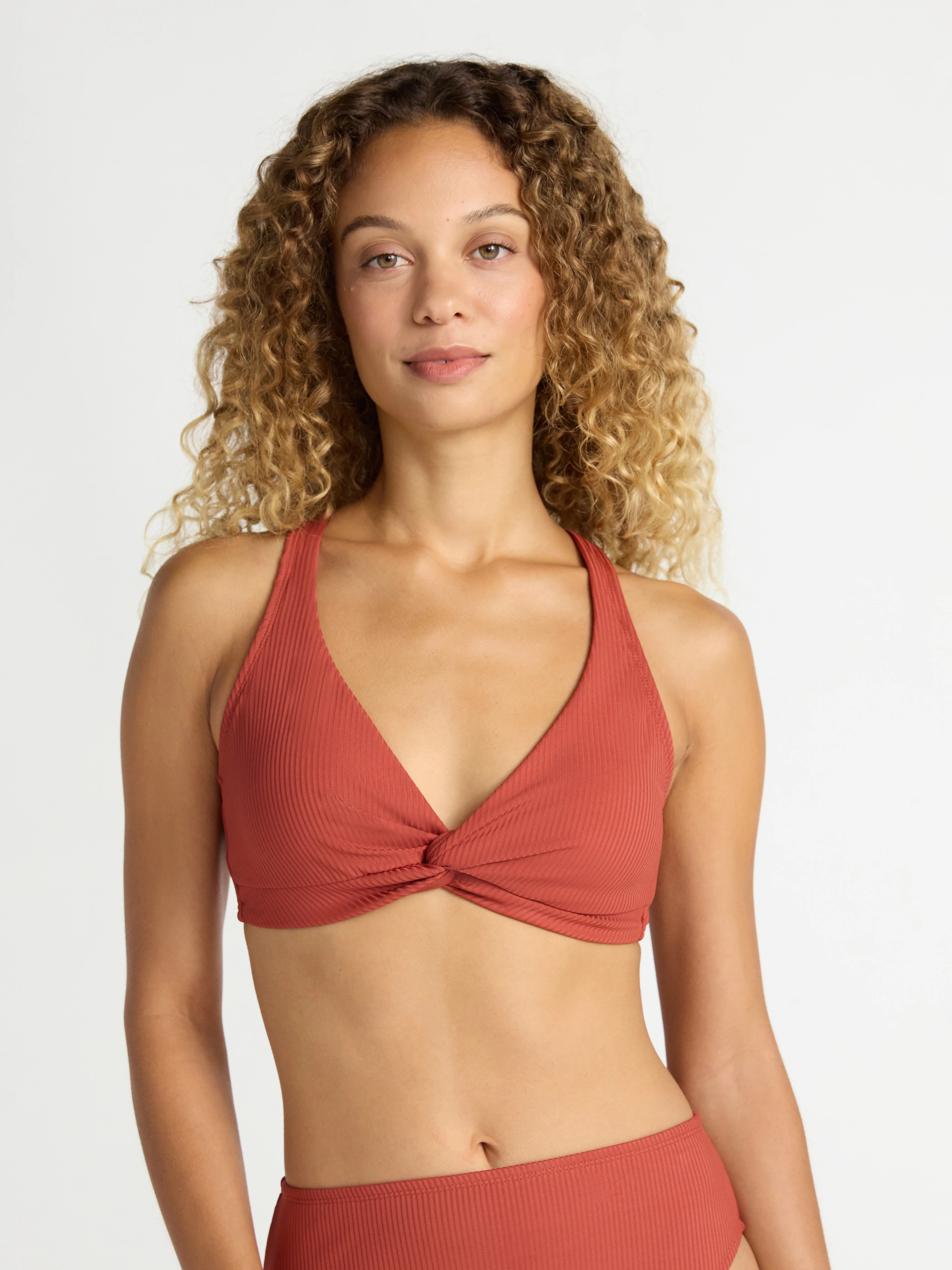 Time and Tru Women's and Women's Plus Ribbed Twist Front Bikini Top, Sizes XS-2X | Walmart (US)