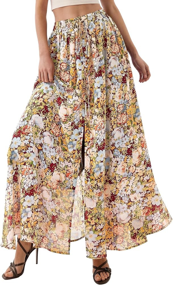 PRETTYGARDEN 2026 Summer Maxi Long Skirts for Women Trendy Boho Floral High Waisted Slit Flowy Tr... | Amazon (US)
