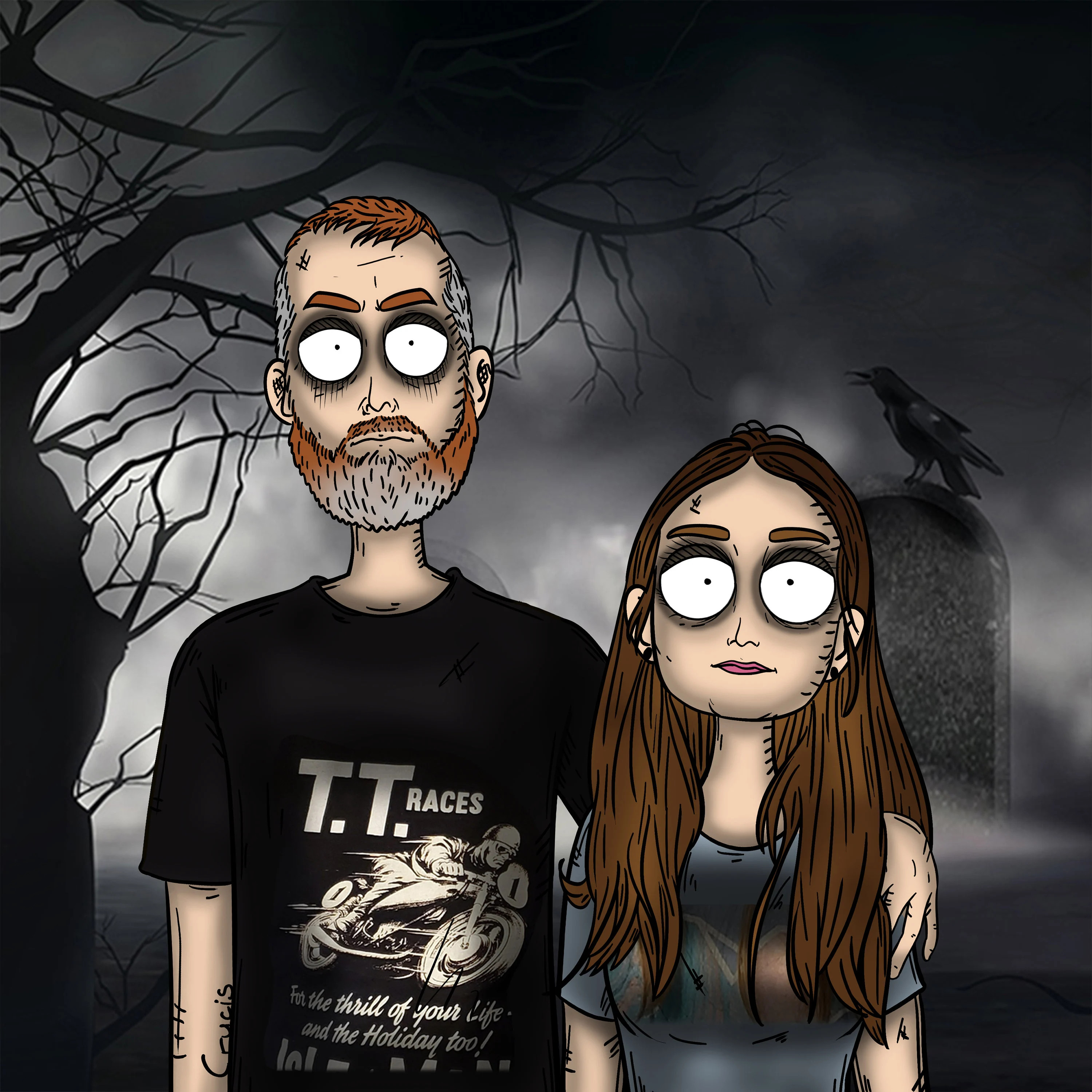 Tim Burton Style Portrait - Nightmare Portrait - Original handmade digital artwork - from photo to drawing | Etsy (Global)