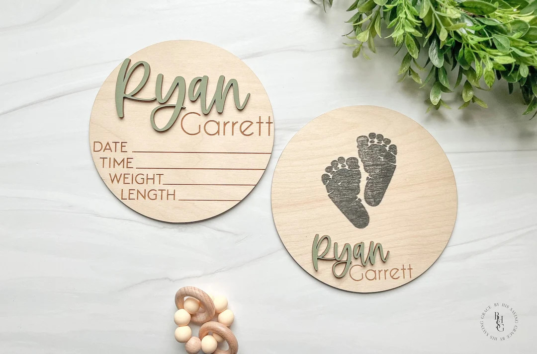 Baby Announcement Sign With Birth Stats Footprint Sign for Newborn Baby Name Reveal Personalized ... | Etsy (US)