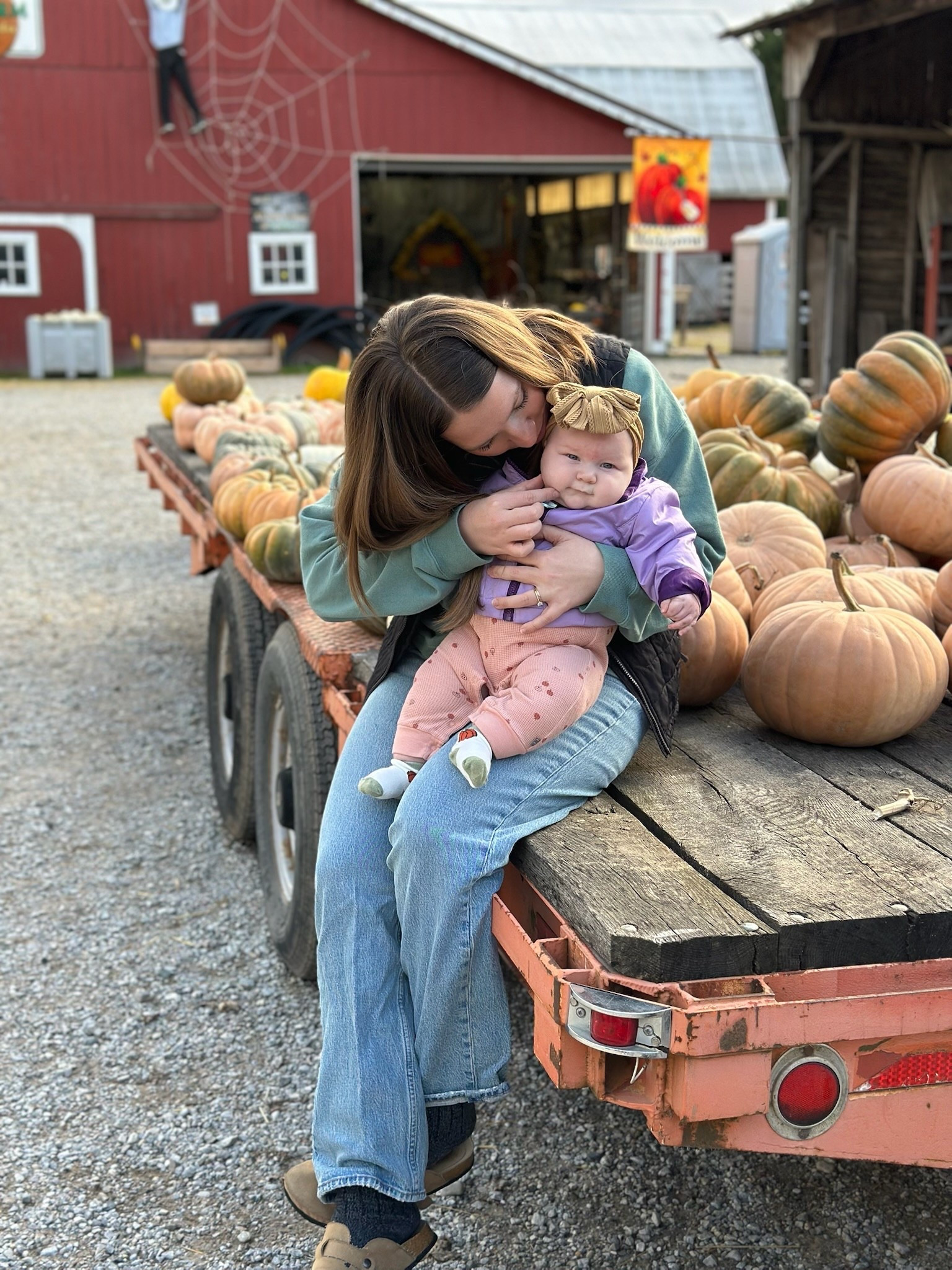 Pumpkin farm with my honey bunny🎃 These are seriously my most favorite jeans post partum! So comfy, but still stylish. 

#LTKStyleTip #LTKFindsUnder100 #LTKMidsize