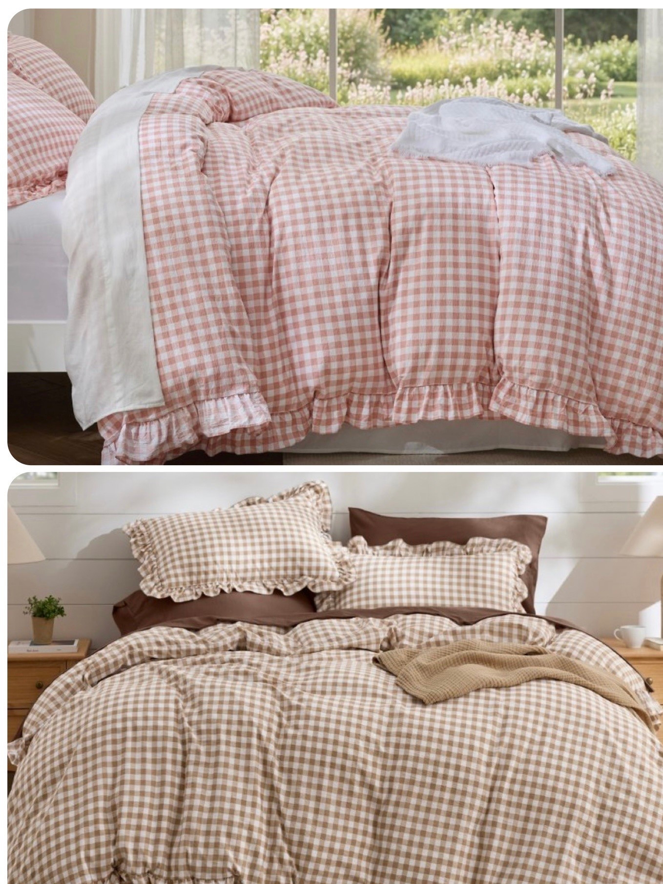 Blush pink or camel ruffled gingham comforter 
Sale Alert
Gingham

#LTKHome #LTKSaleAlert #LTKdayinmylife