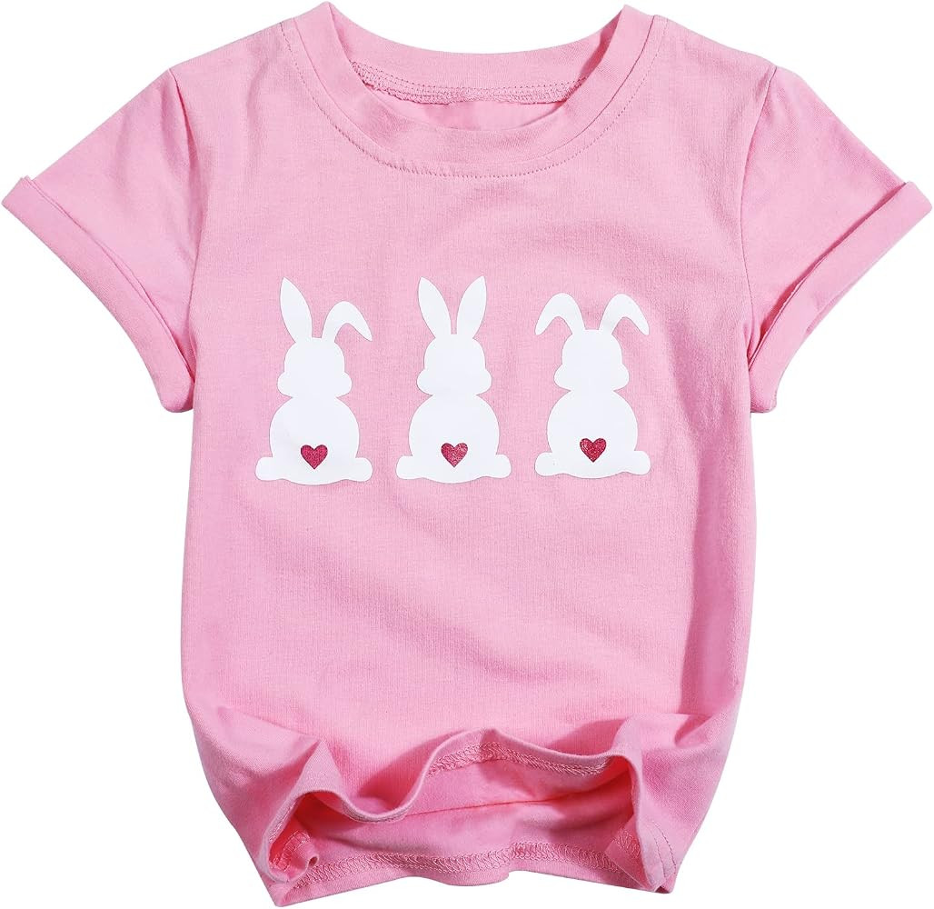 Toddler Girls Easter Shirt Easter Bunny Shirts Baby Bunny T-Shirt Girl Kids Rabbit Tops Egg Hunt ... | Amazon (US)